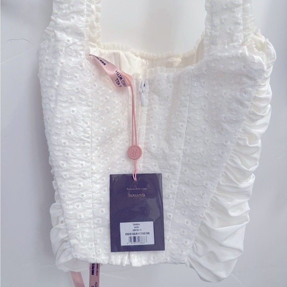House of CB Eyelet Mesh Coquette Corset Top S - White - Picture 6 of 7